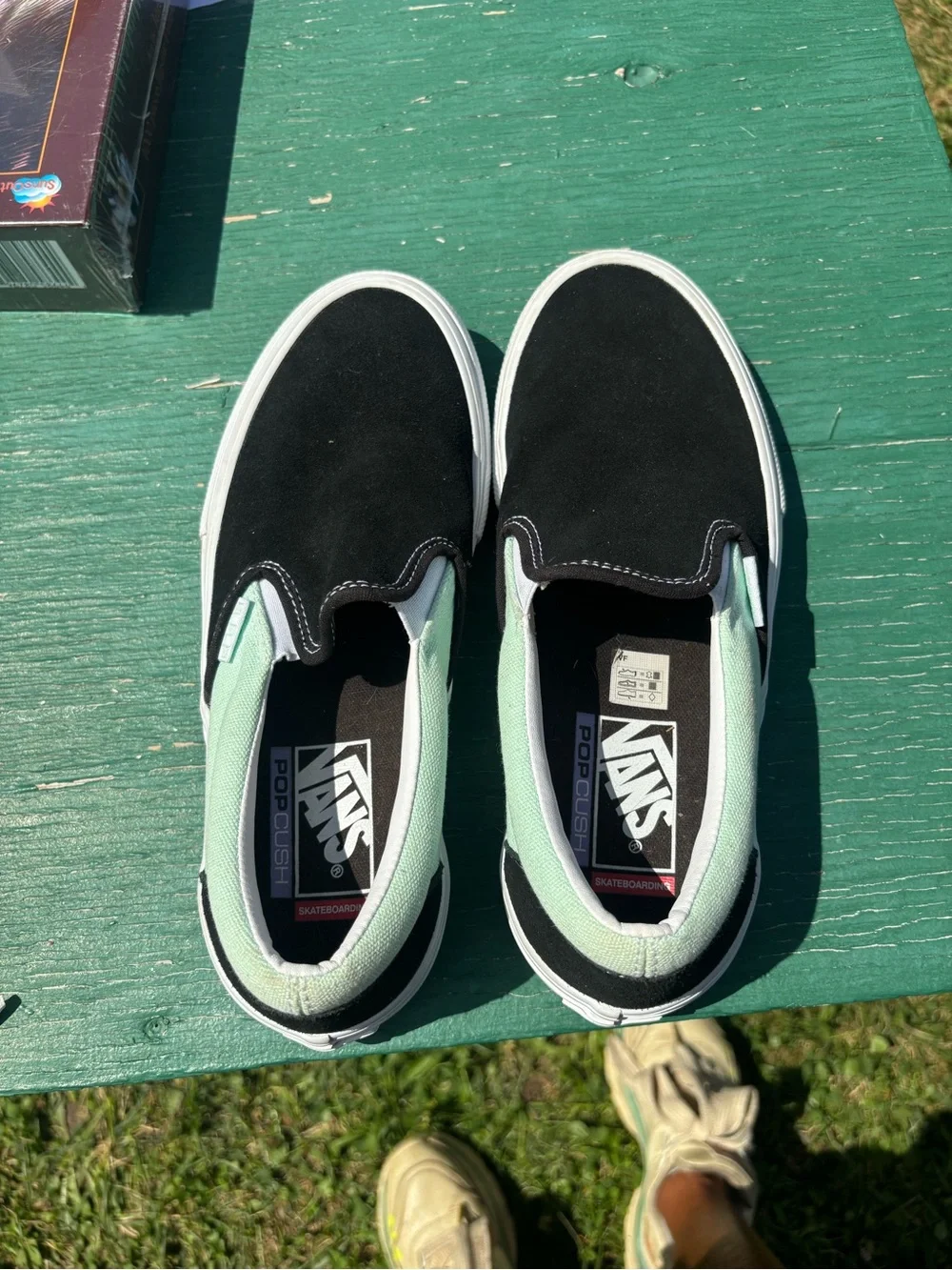 Vans Slip-On  Sneakers in Black and Mint  size6.5 boys/men